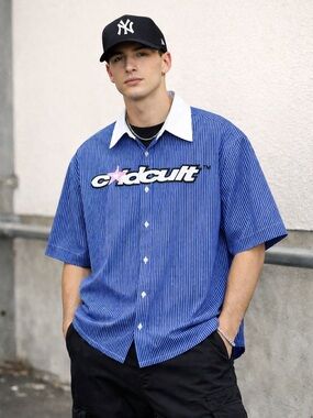 COLD CULTURE Button Down Blue White Striped Shirt Size Small 100% Cotton NWOT